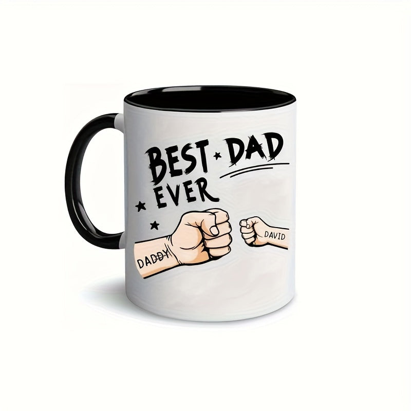 Tailorly Black Accent 11 oz Mug - 2 thumbs， best dad ever text