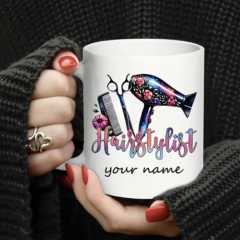 Tailorly Black Accent 11 oz Mug - hairdryer and scissors