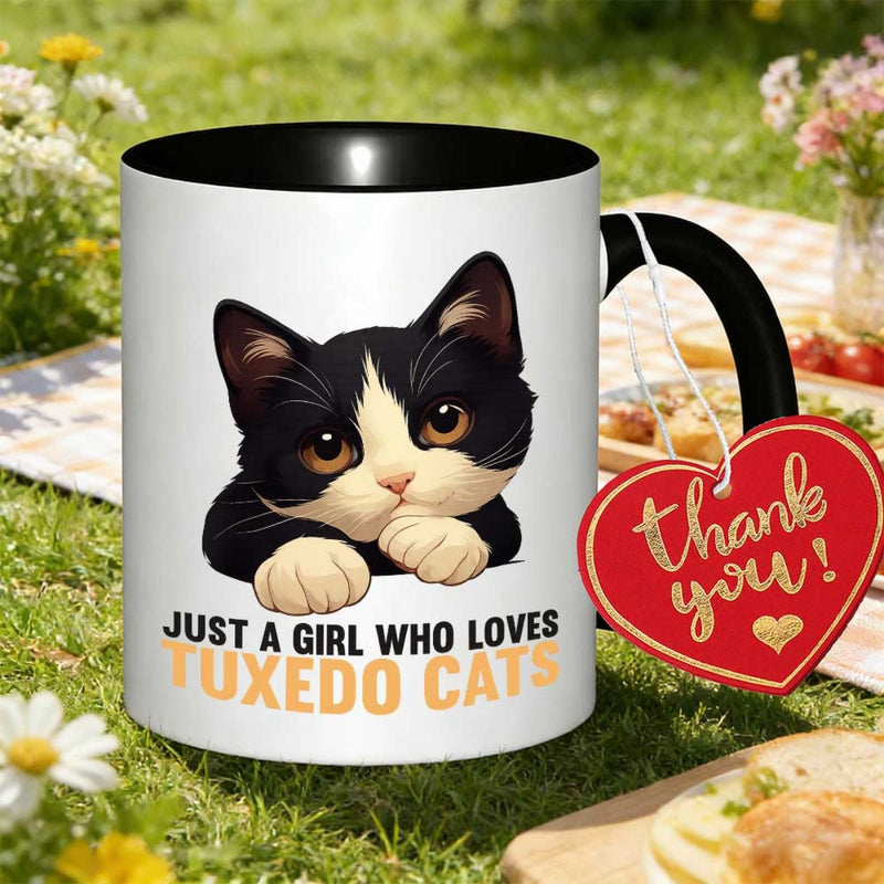 Tailorly Black Accent 11 oz Mug - item picture 1pc with dress cat who tuxedo cats printed 11oz coffee mug 350ml outdoor light rustic road trips