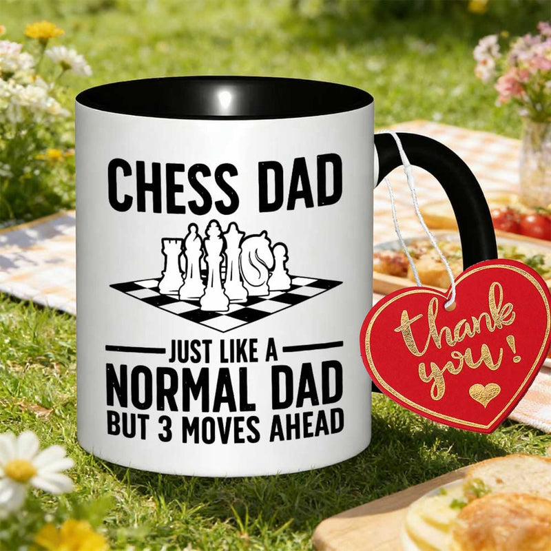Tailorly Black Accent 11 oz Mug - funny chess dad with number 3