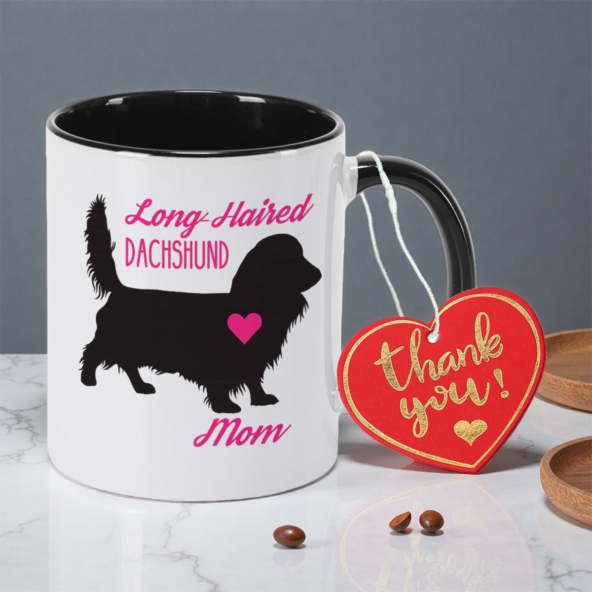 Tailorly Black Accent 11 oz Mug - black dachshund silhouette