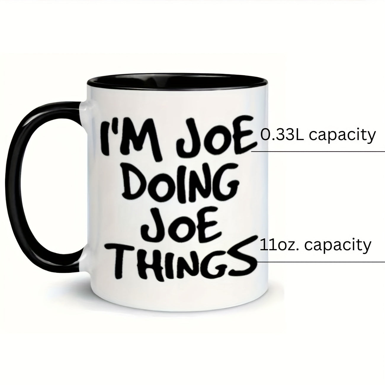 Tailorly Black Accent 11 oz Mug - text joe things