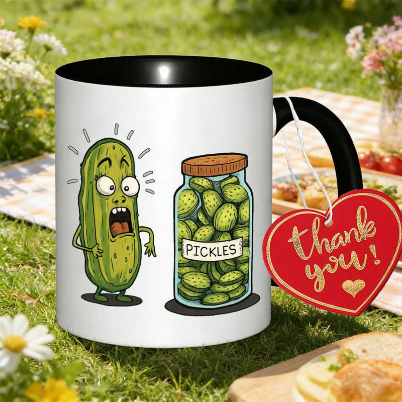Tailorly Black Accent 11 oz Mug - humorous pickle design