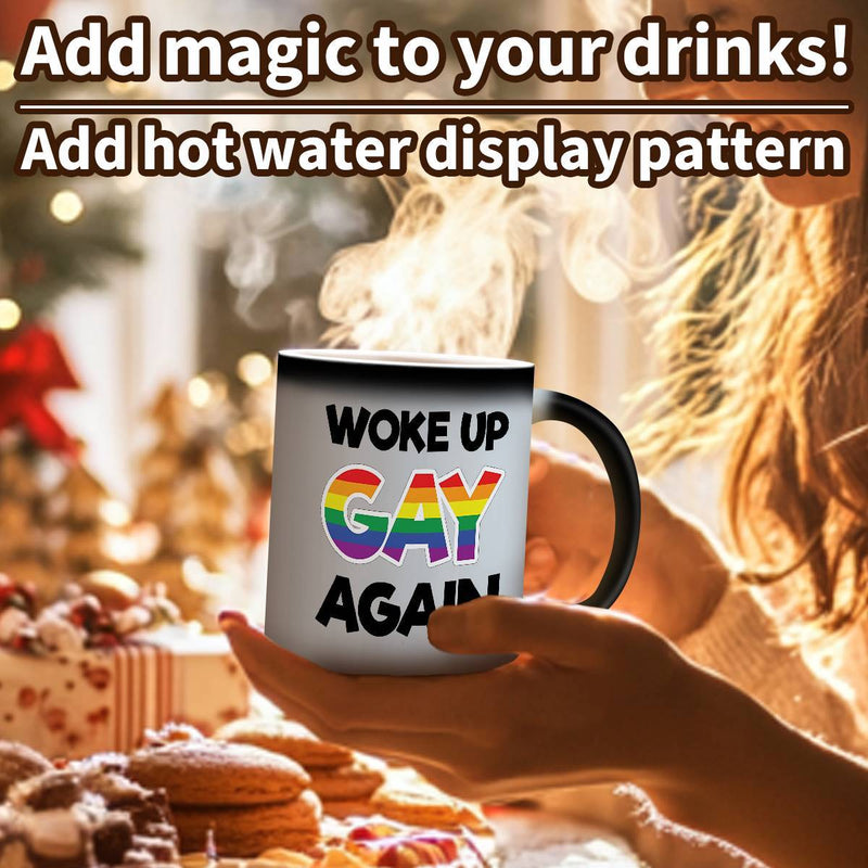 Tailorly Black Accent 11 oz Mug - pride design and wake up again text