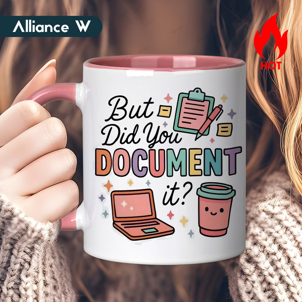 Tailorly Black Accent 11 oz Mug - but did you document it humorous office themed text