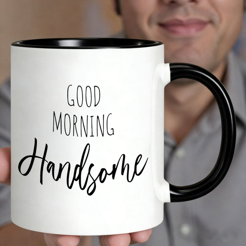 Tailorly Black Accent 11 oz Mug - black background white script design