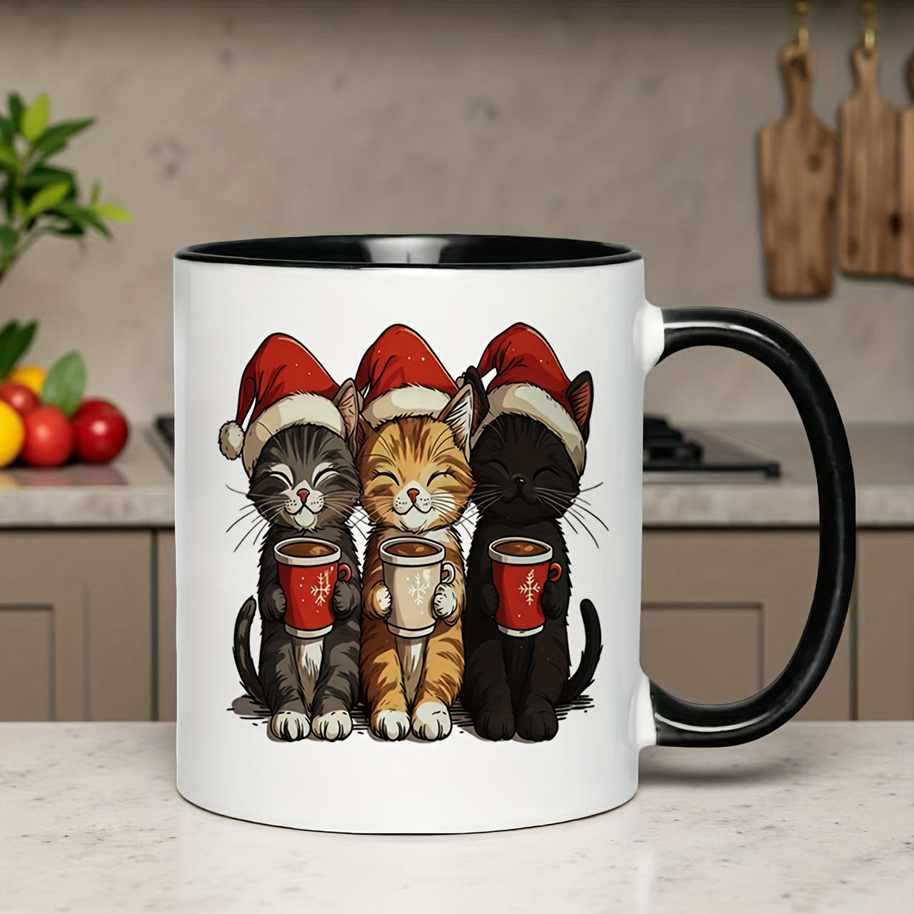 Tailorly Black Accent 11 oz Mug - christmas theme pattern