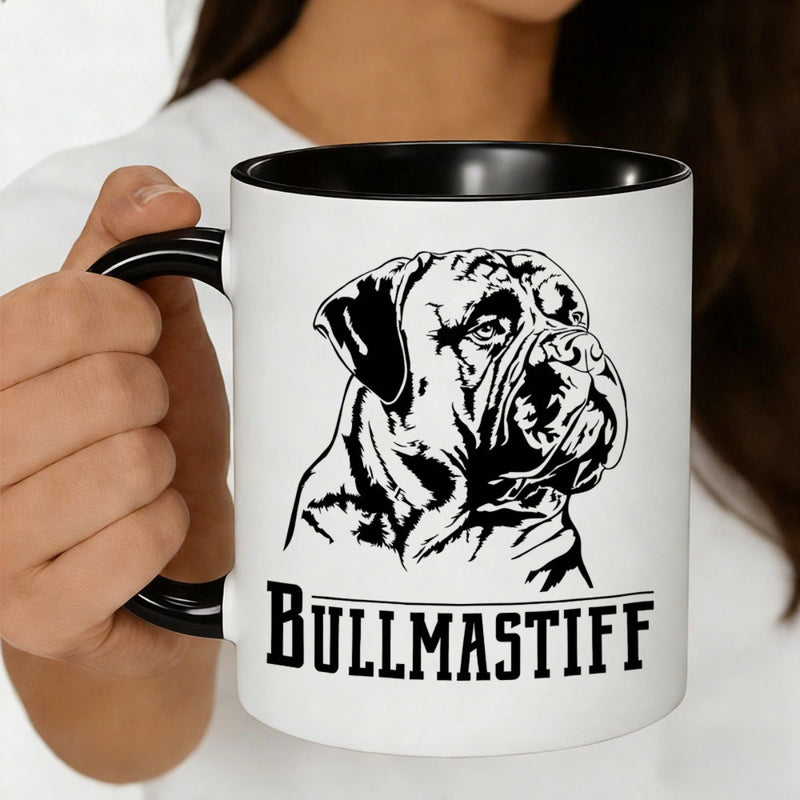 Tailorly Black Accent 11 oz Mug - fine line art minimalist black dog design