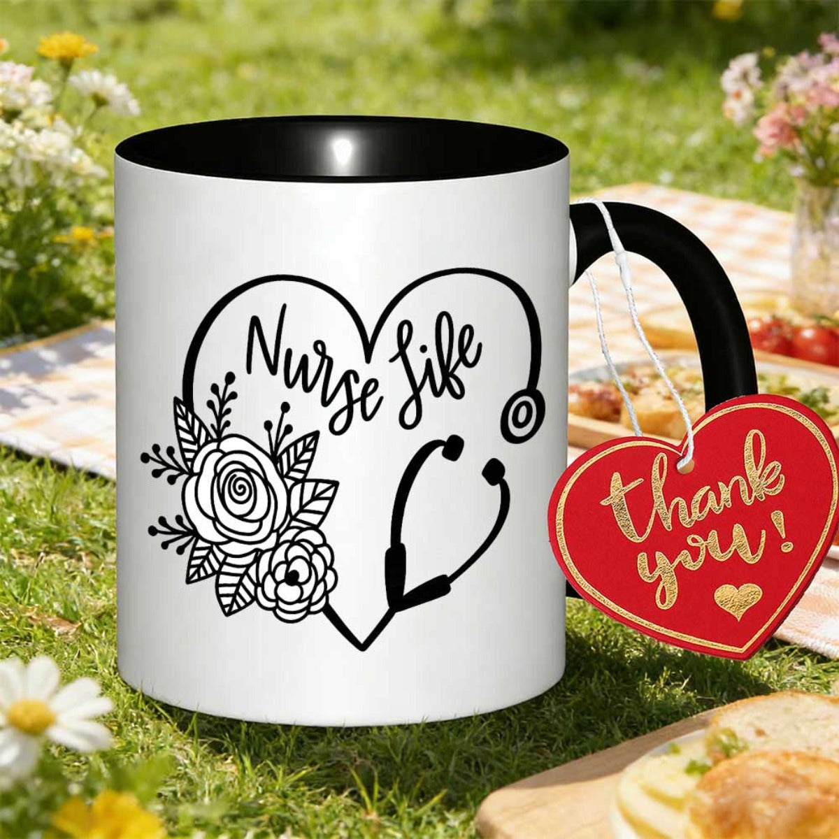 Tailorly Black Accent 11 oz Mug - item picture a single mug featuring a for nurses perfect as a unique decorative 11oz 350ml mug showcases a cultural