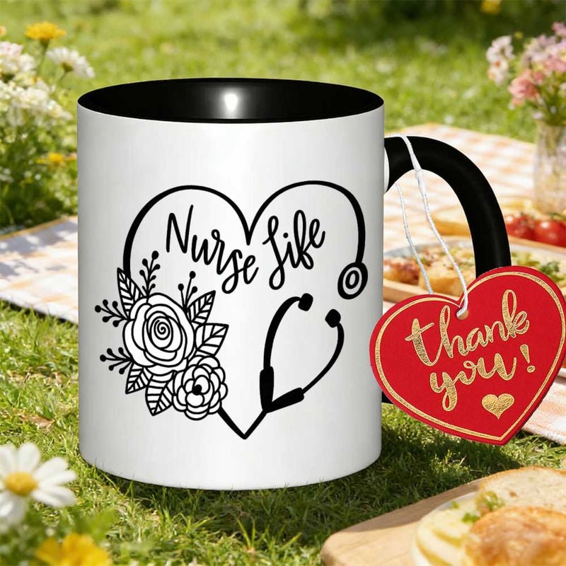 Tailorly Black Accent 11 oz Mug - item picture a single mug featuring a for nurses perfect as a unique decorative 11oz 350ml mug showcases a cultural
