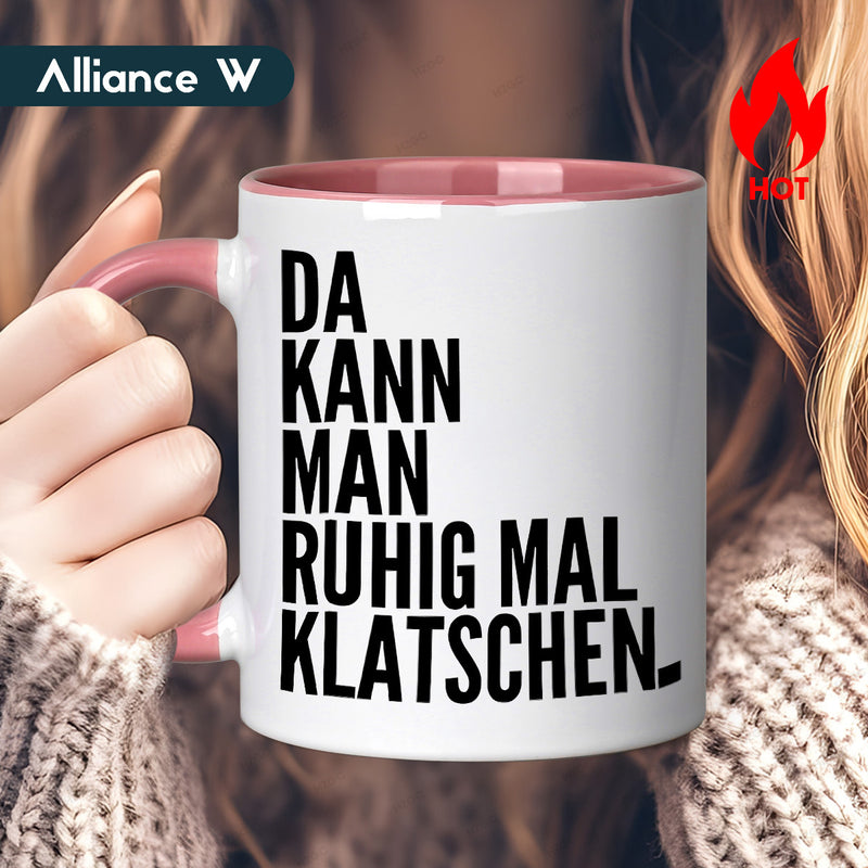 Tailorly Black Accent 11 oz Mug - humorous german text "da kann"