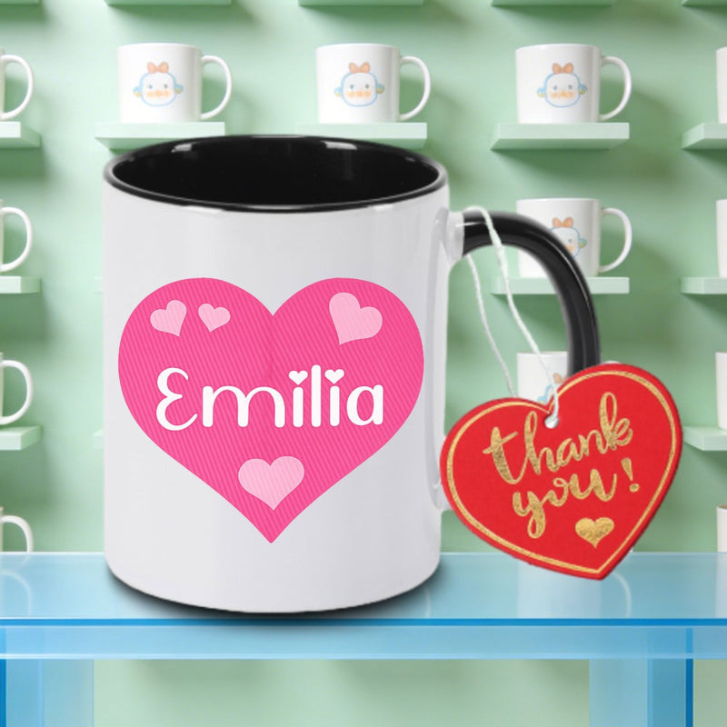 Tailorly Black Accent 11 oz Mug - heart letter print logo