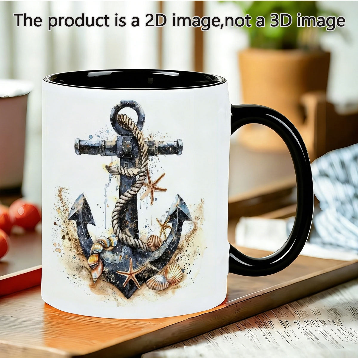 Tailorly Black Accent 11 oz Mug - item picture a single piece of a cute and durable with a watercolor style 11 ounces made of sturdy ceramic