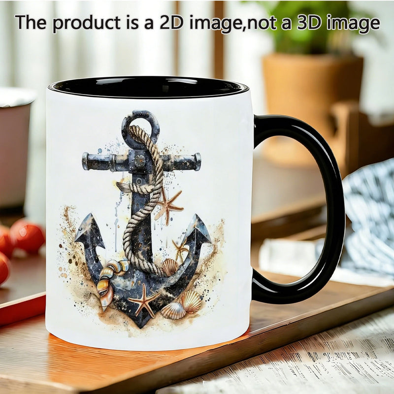Tailorly Black Accent 11 oz Mug - item picture a single piece of a cute and durable with a watercolor style 11 ounces made of sturdy ceramic