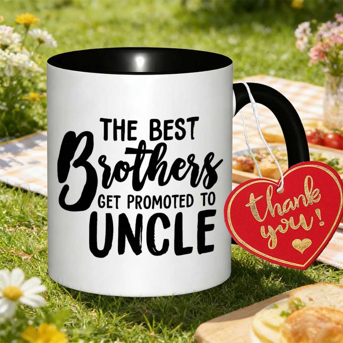 Tailorly Black Accent 11 oz Mug - minimalist pastel design that celebrates the best brothers