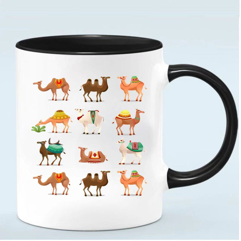 Tailorly Black Accent 11 oz Mug - Elegant Camel Print
