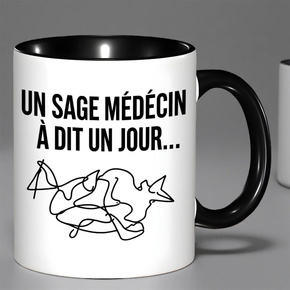 Tailorly Black Accent 11 oz Mug - item picture 1pc french coffee mug a wise two tone red ceramic cup with french dishwasher safe gift for