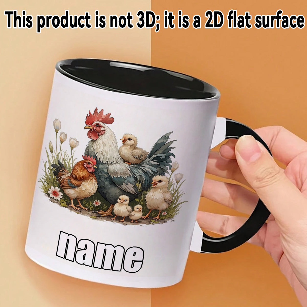 Tailorly Black Accent 11 oz Mug - chicken cartoon style