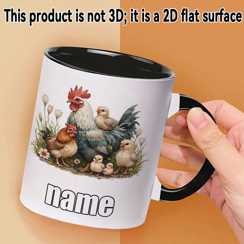 Tailorly Black Accent 11 oz Mug - chicken cartoon style