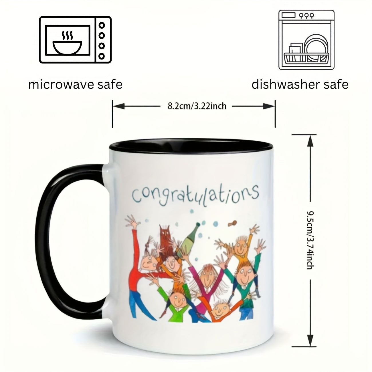 Tailorly Black Accent 11 oz Mug - congratulations people celebration
