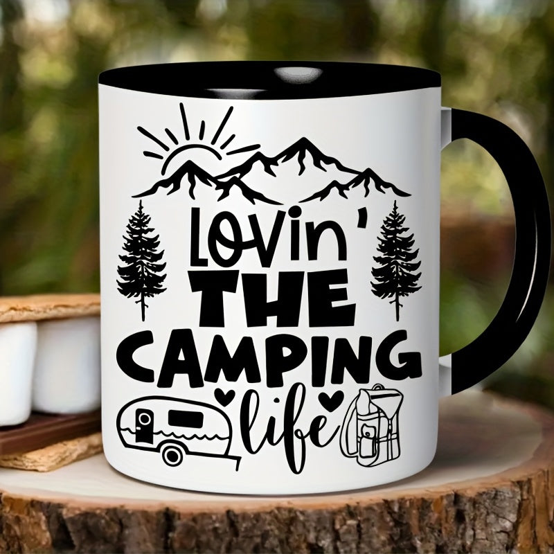 Tailorly Black Accent 11 oz Mug - camping themed design