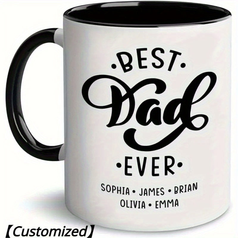 Tailorly Black Accent 11 oz Mug - personalized best dad engraved name elegant script design