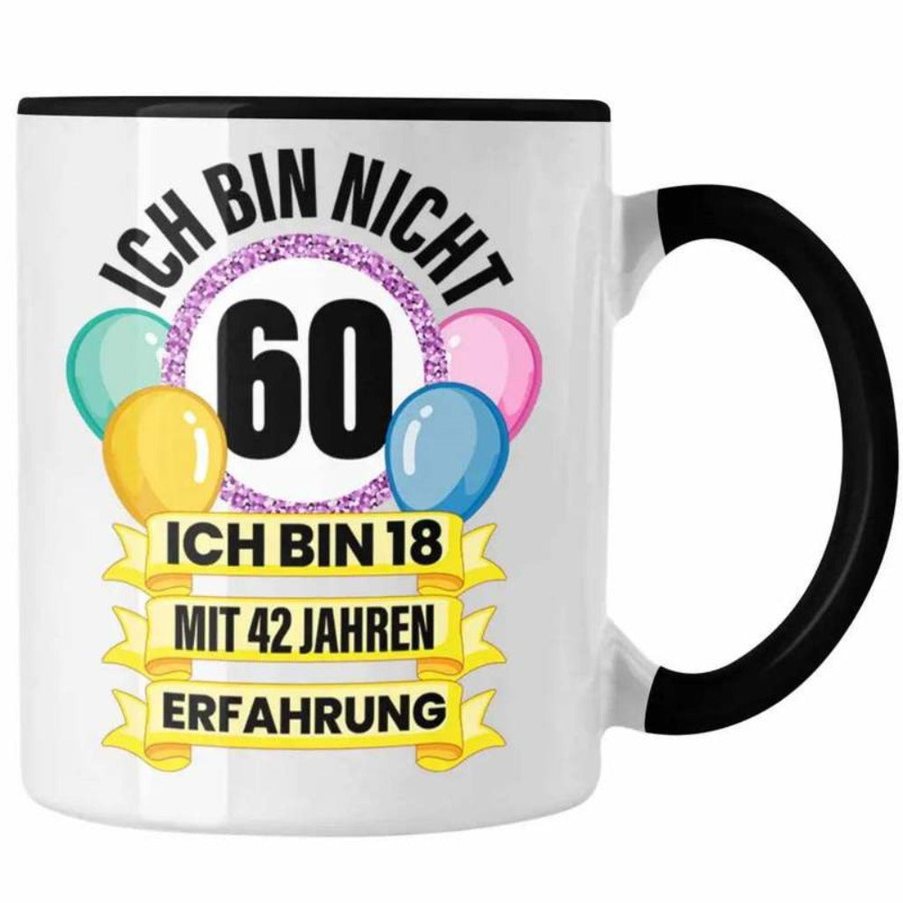 Tailorly Black Accent 11 oz Mug - 60th birthday text and gift theme