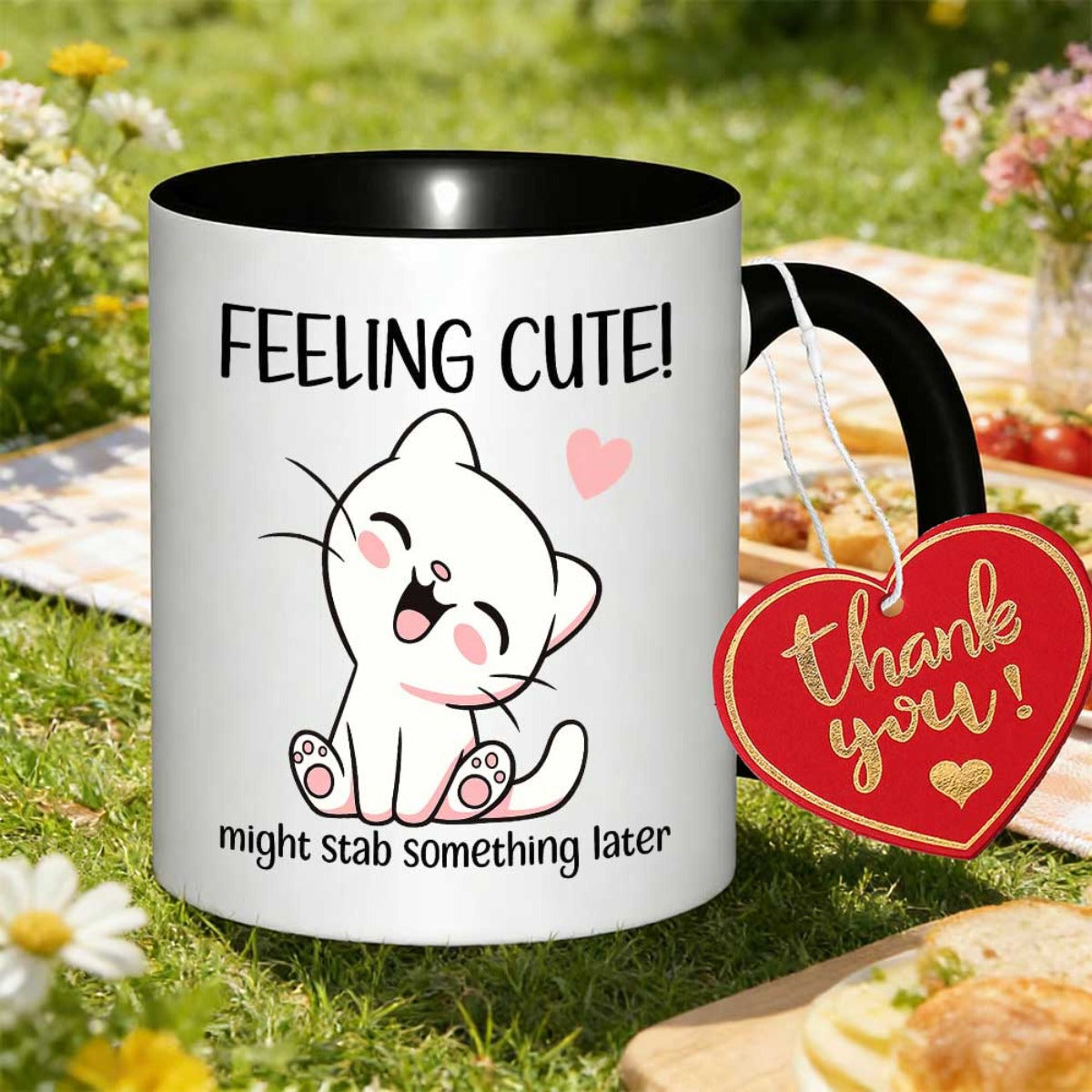 Tailorly Black Accent 11 oz Mug - item picture 1pc of a mug featuring a funny daily use with a capacity of 350ml its easy to grip and ideal for