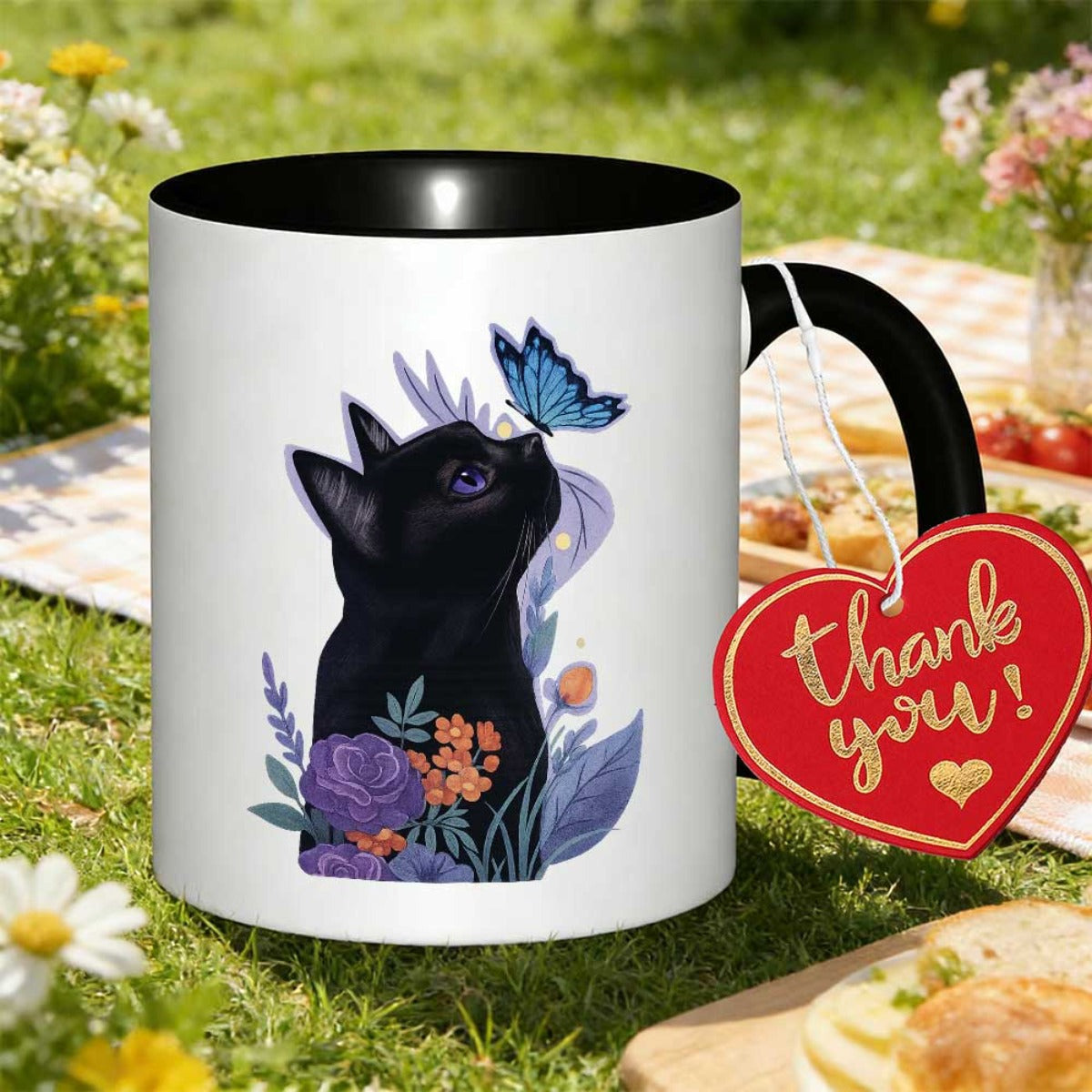 Tailorly Black Accent 11 oz Mug - black cat
