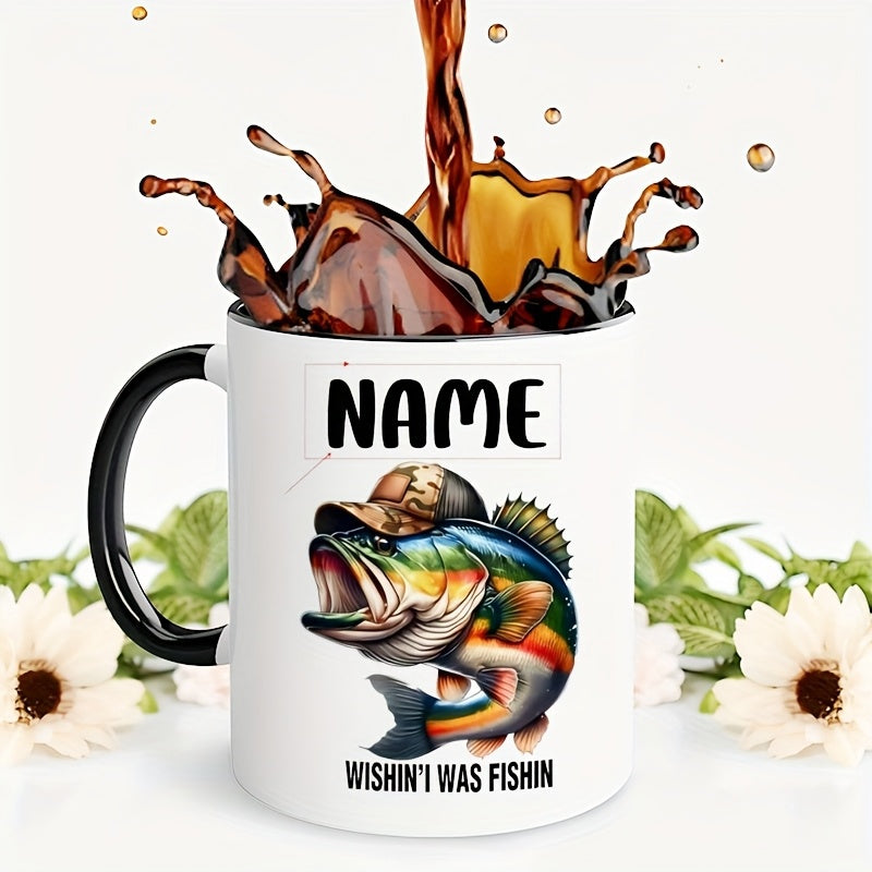 Tailorly Black Accent 11 oz Mug - fisherman illustration