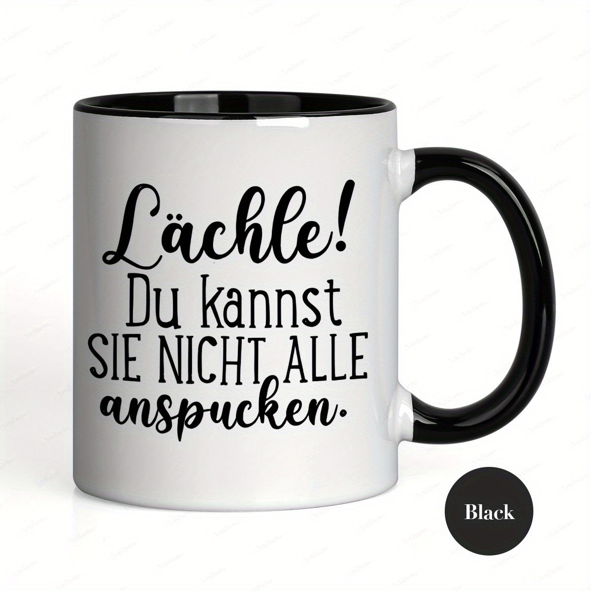 Tailorly Black Accent 11 oz Mug - can t spit on everyone german text design