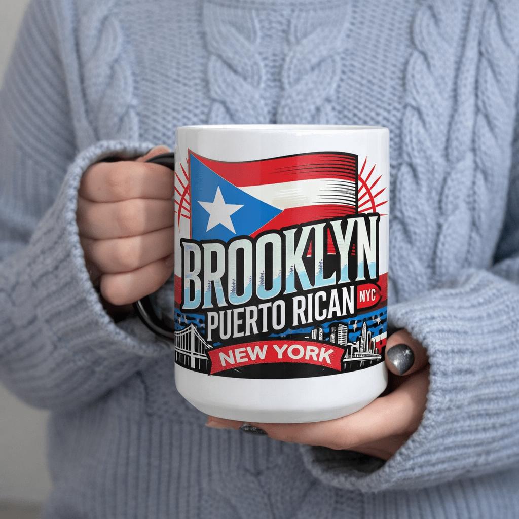 Tailorly Black Accent 11 oz Mug - brooklyn puerto rican text with inspirational quote