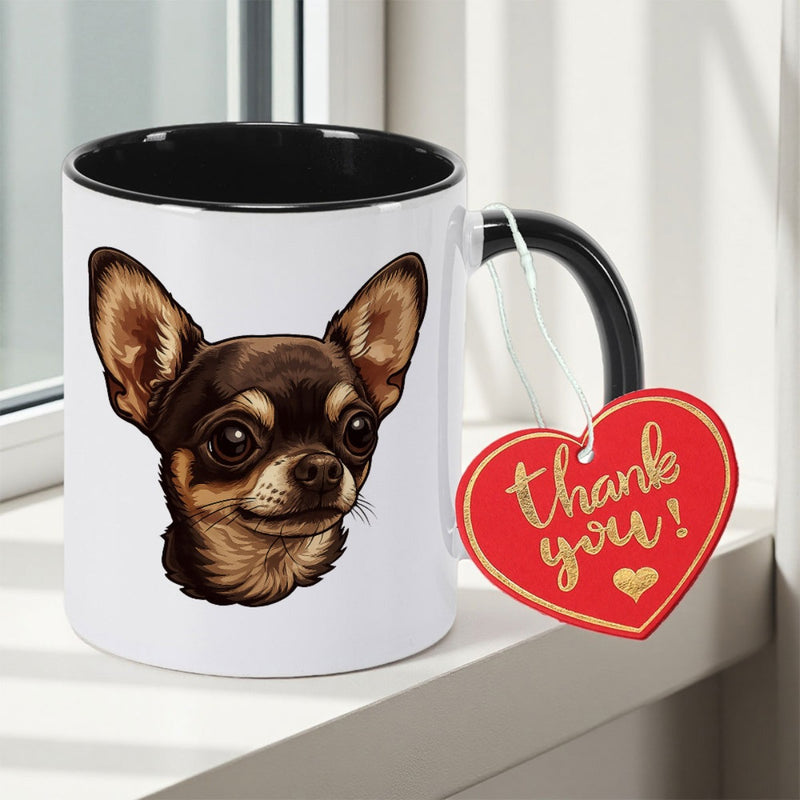 Tailorly Black Accent 11 oz Mug - adorable chihuahua design