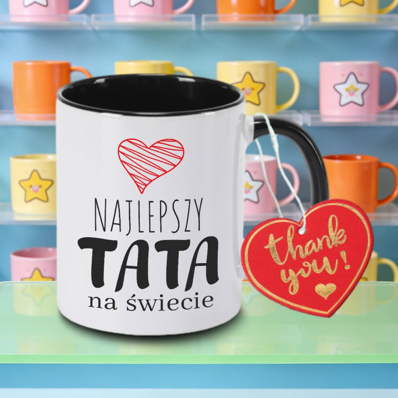 Tailorly Black Accent 11 oz Mug - fathers day black with red