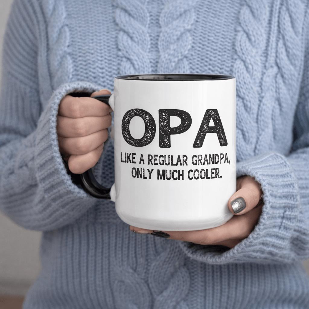 Tailorly Black Accent 11 oz Mug - like a regular grandpa only much cooler text
