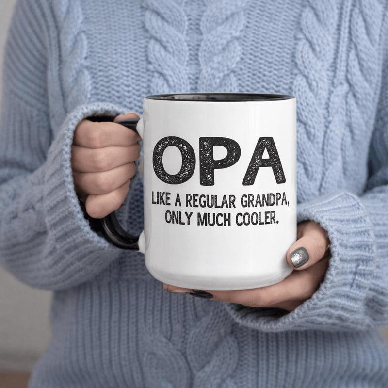 Tailorly Black Accent 11 oz Mug - like a regular grandpa only much cooler text