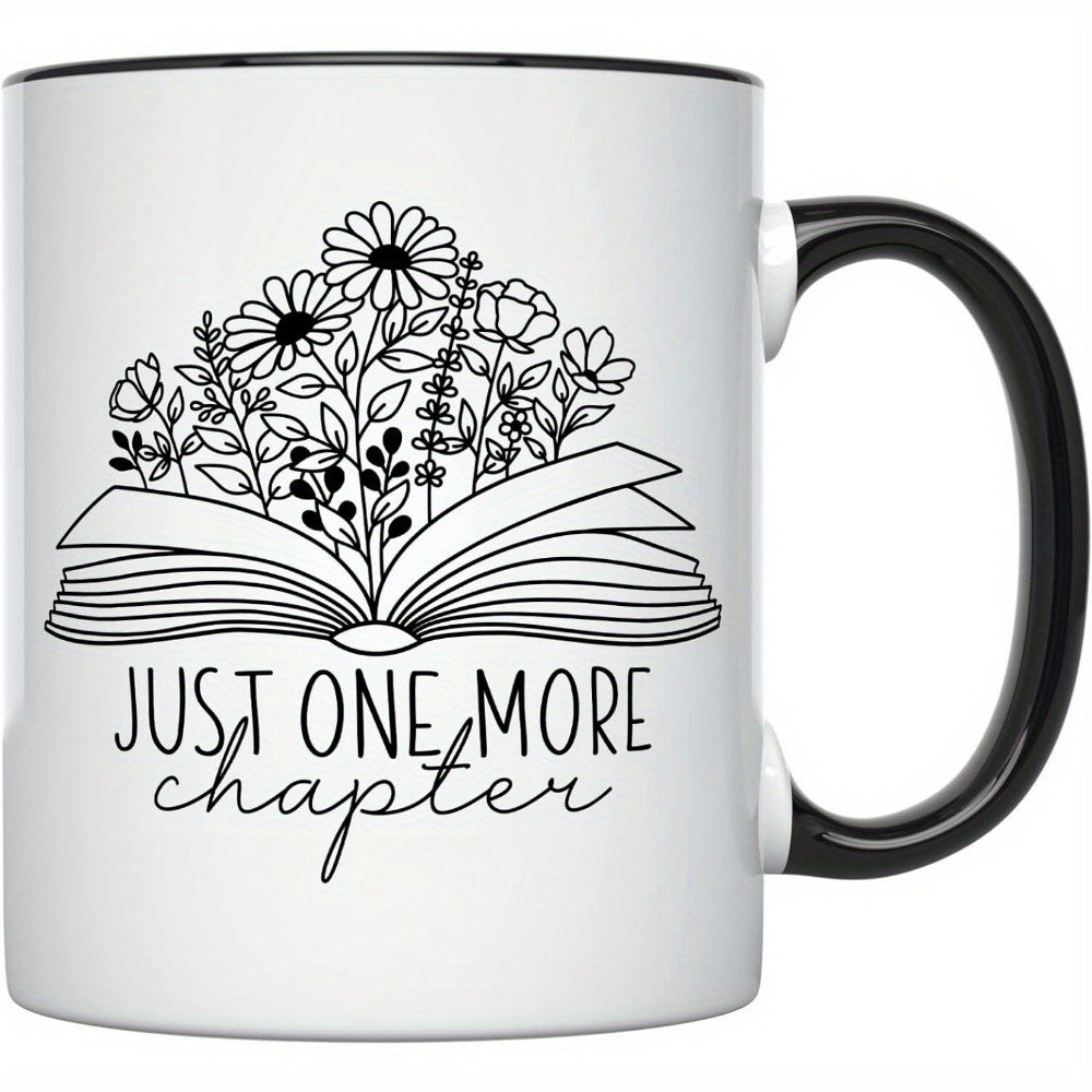 Tailorly Black Accent 11 oz Mug - book lovers text and book illustrations