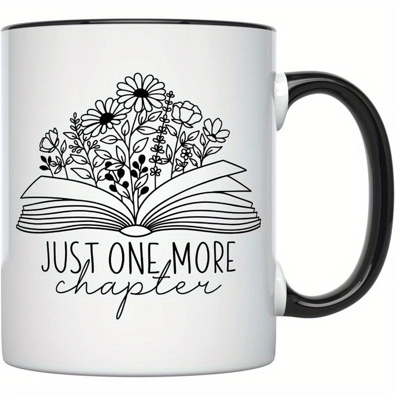 Tailorly Black Accent 11 oz Mug - book lovers text and book illustrations