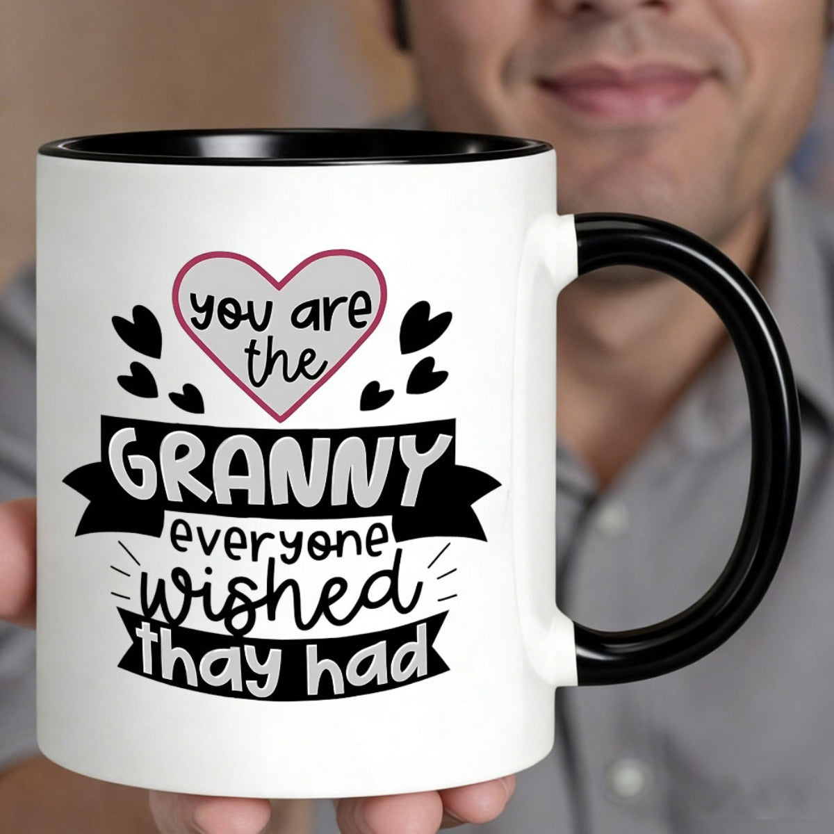 Tailorly Black Accent 11 oz Mug - you are the granny everyone wished text