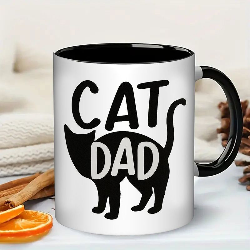 Tailorly Black Accent 11 oz Mug - cat dad text