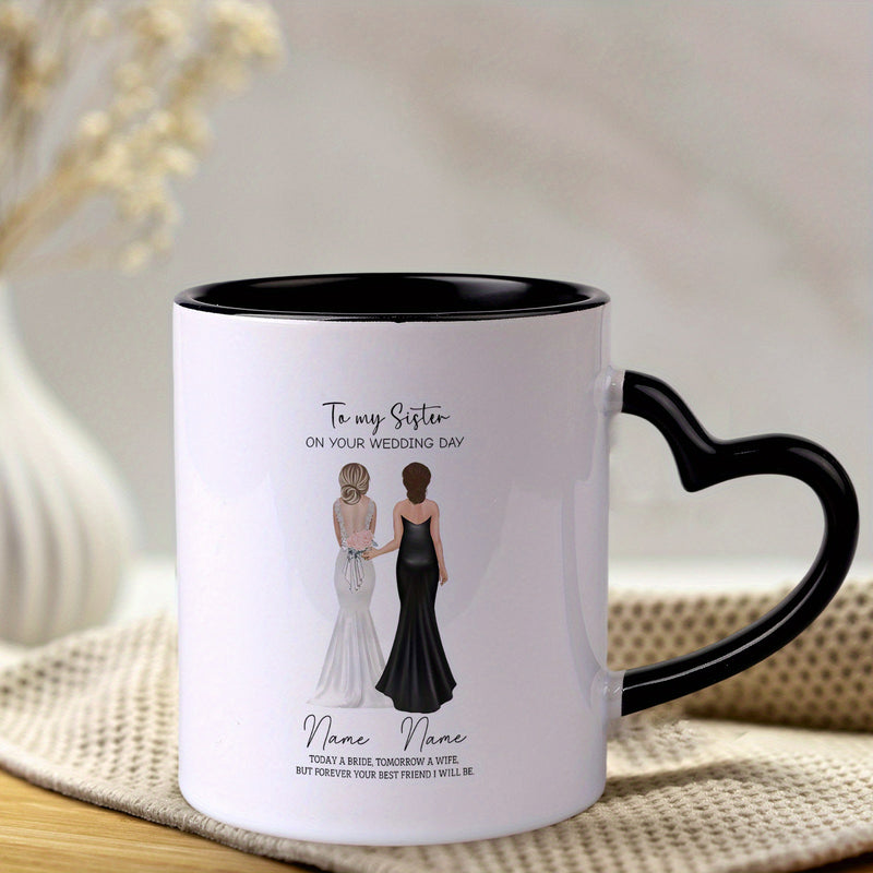 Tailorly Black Accent 11 oz Mug - bride groom design heart handle