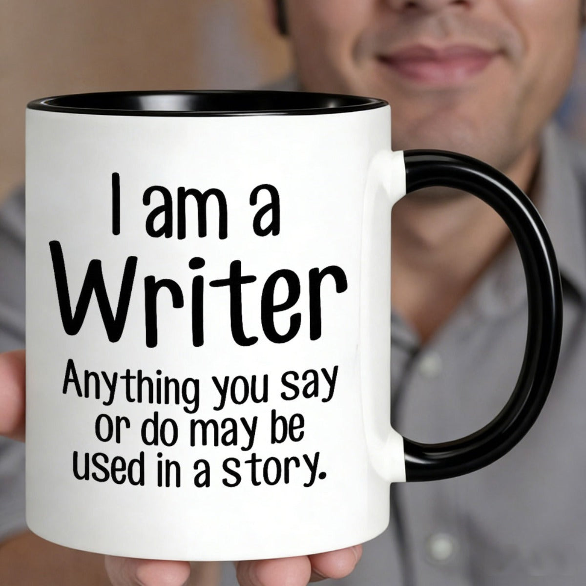 Tailorly Black Accent 11 oz Mug - caution warning