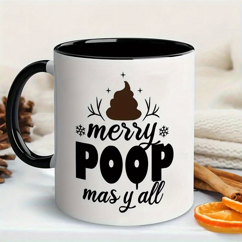 Tailorly Black Accent 11 oz Mug - festive christmas， humorous merry poop