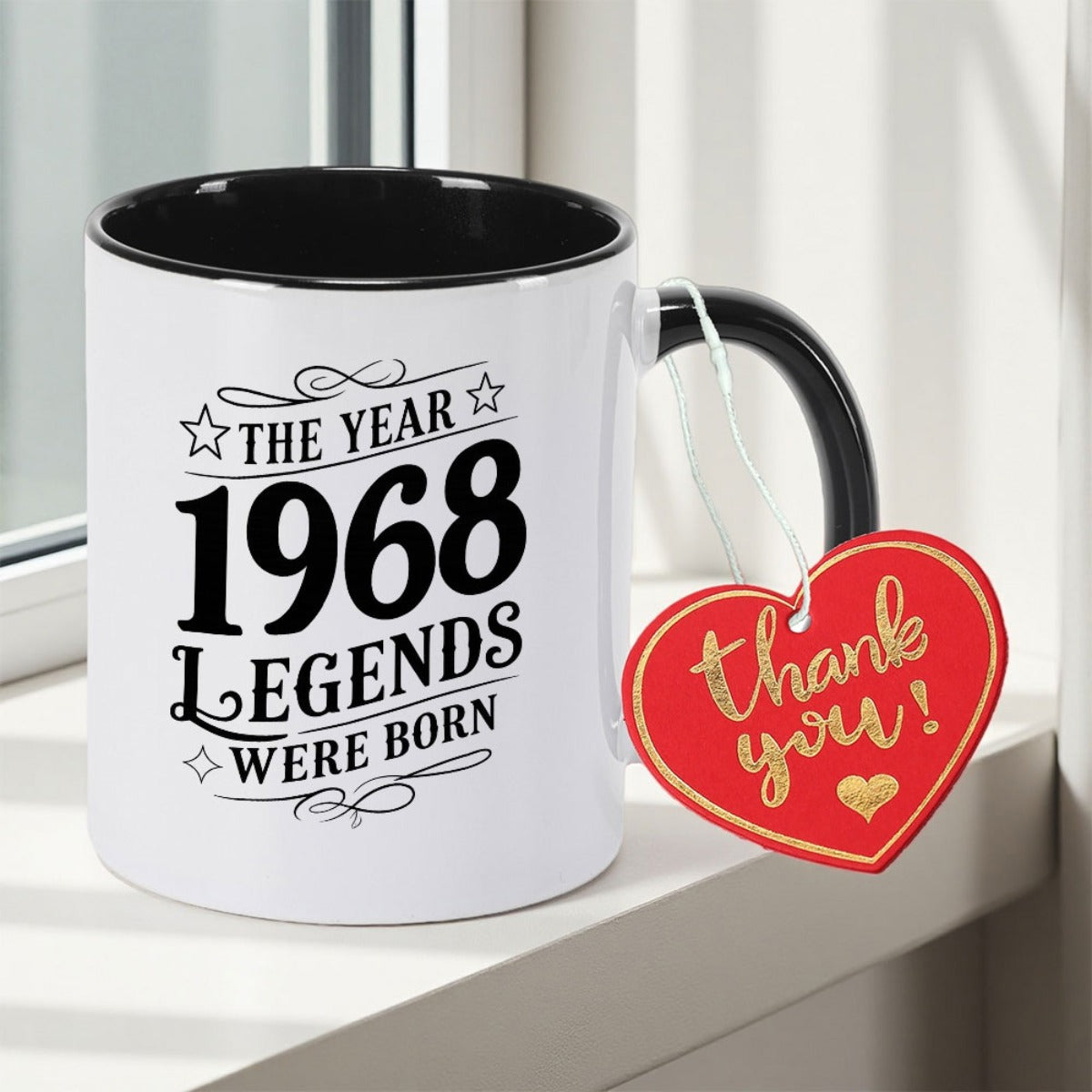 Tailorly Black Accent 11 oz Mug - vintage 1968 legend floral print