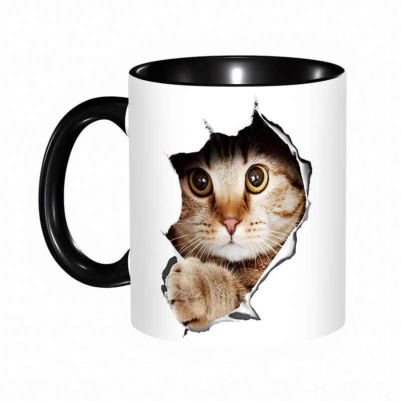 Tailorly Black Accent 11 oz Mug - cute realistic torn paper cup design