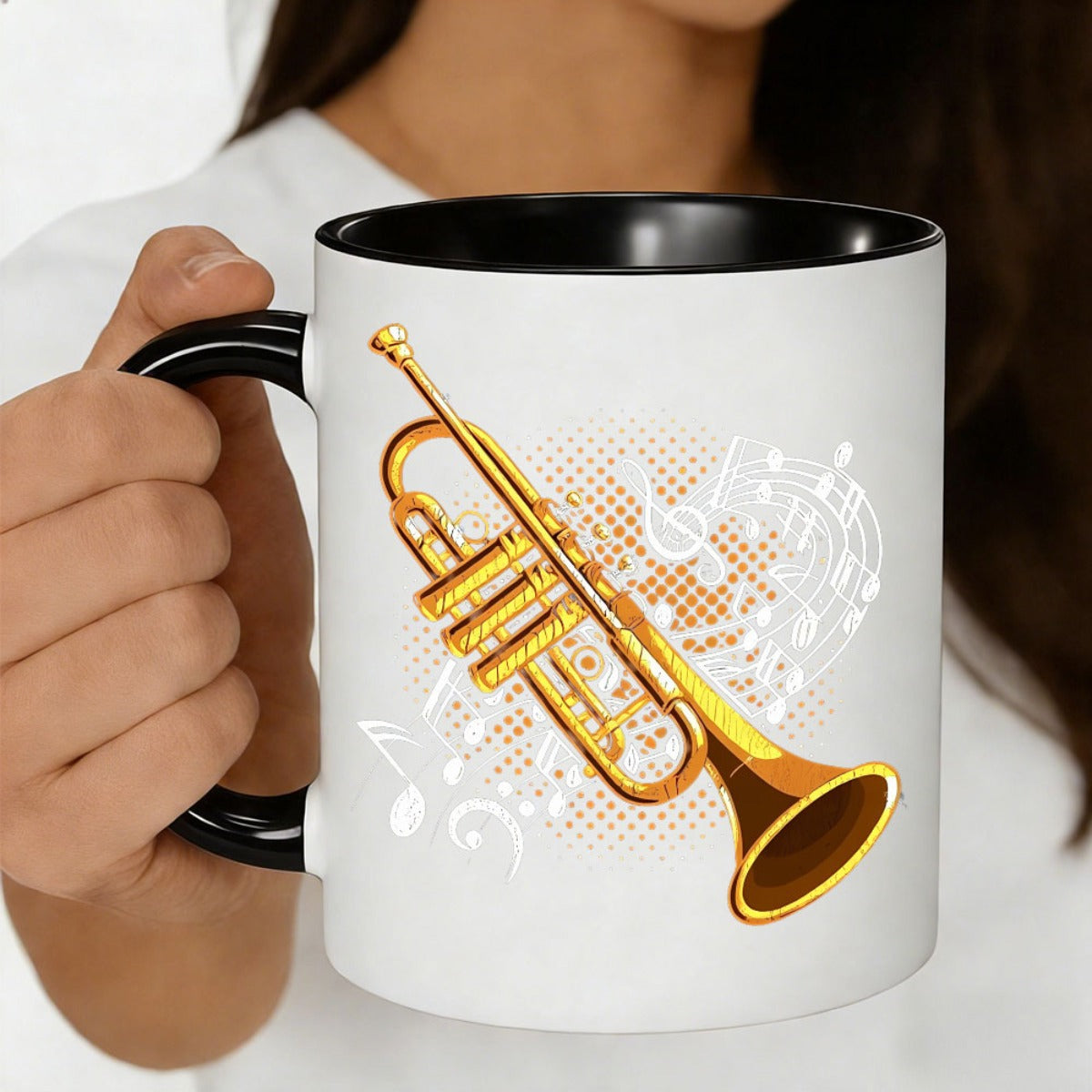 Tailorly Black Accent 11 oz Mug - musical notes retro art