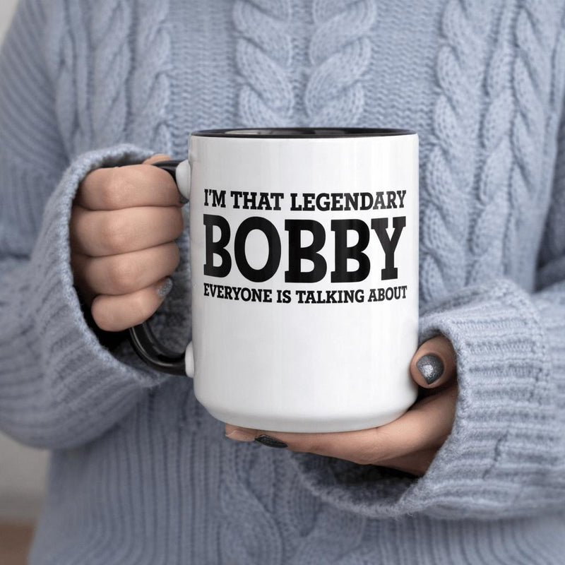 Tailorly Black Accent 11 oz Mug - item picture i am bobby coffee mug an 11oz ceramic piece that features is resistant to scratches reusable with