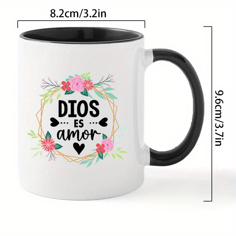 Tailorly Black Accent 11 oz Mug - god is love spanish wreath