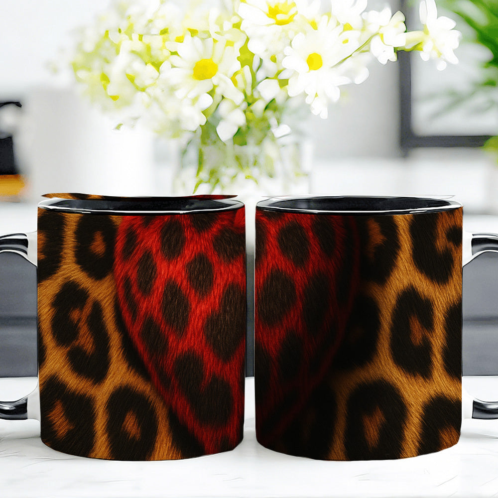 Tailorly Black Accent 11 oz Mug - leopard print