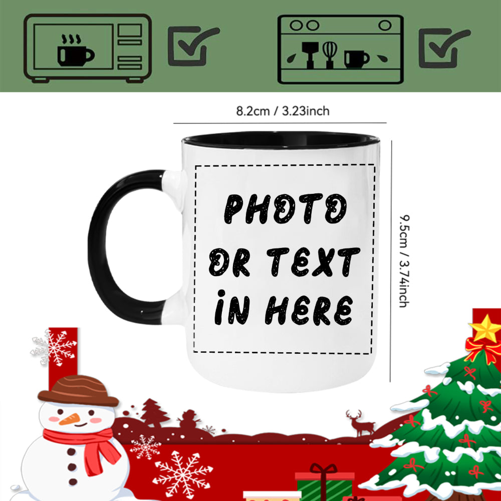 Tailorly Black Accent 11 oz Mug - customized coffee cup personalized image text logo or name